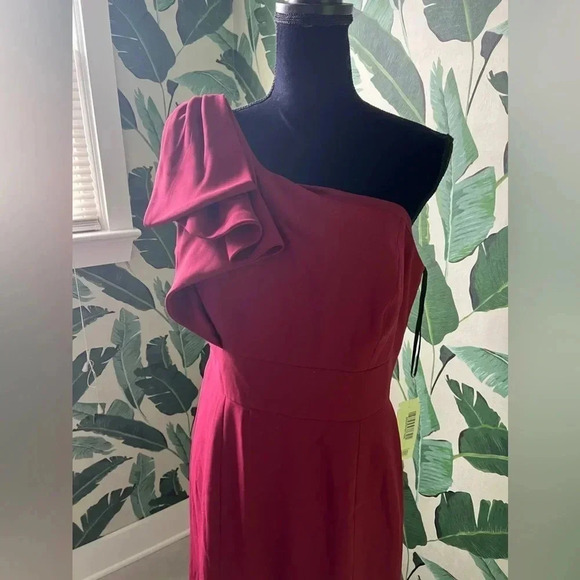 After Six Women’s Burgundy Oxblood One Shoulder Formal Gown Prom 14 NWT - Picture 3 of 9